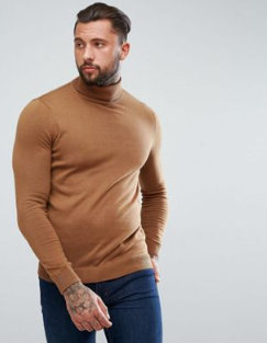 Abrigo marrón de cuello alto para hombre